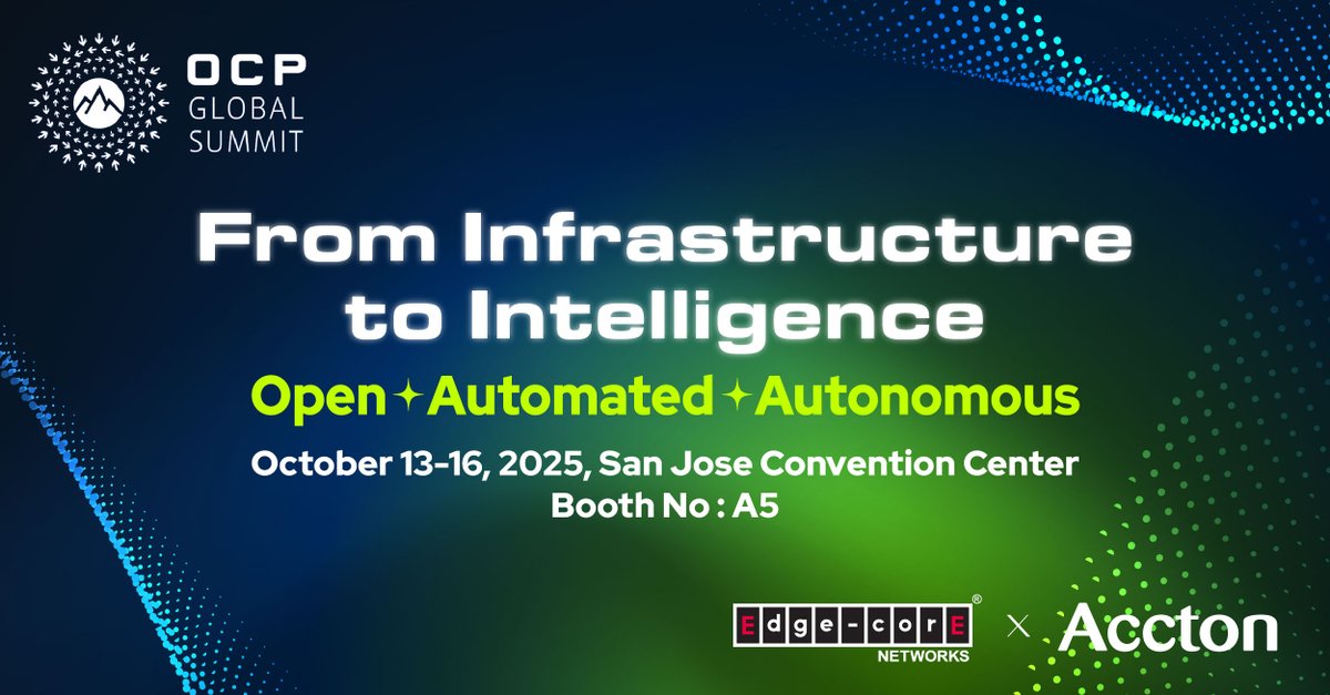 EdgecoreNetwork's tweet image. The future of intelligent networking is here now with Edgecore. Don&apos;t miss your chance to see the Broadcom Tomahawk® 6 and Optical Co-Packaging up close and meet our team at the booth!
👉 Book a meeting now: na2.hubs.ly/H0133-50

#OCPGlobal #IntelligentNetworking #Tomahawk6