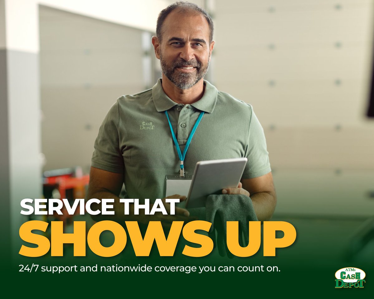 cdatms's tweet image. At Cash Depot, our nationwide team of field technicians and support staff works around the clock so your ATM never misses a beat. With 24/7 live support, fast response times, and experienced technicians you can trust.

hubs.ly/Q03JjX0r0
#atms #cash #atmprocessing