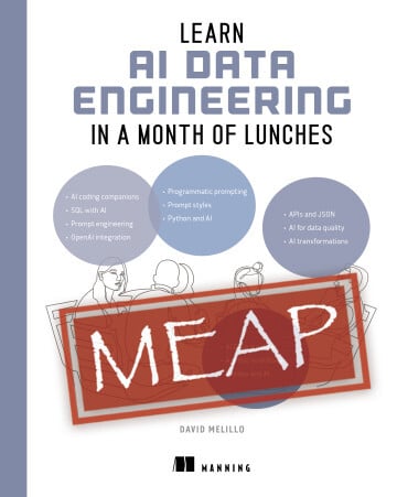 ManningBooks's tweet image. 📣 Deal of the Day 📣 Sep 15
HALF OFF NEW MEAP! 
Learn AI Data Engineering in a Month of Lunches & selected titles: hubs.la/Q03JkNb30 
Reliable and effective AI-powered data pipelines delivered in just a month of lunches! 
#DataEngineering #LLMs #AIForData #MLOps…