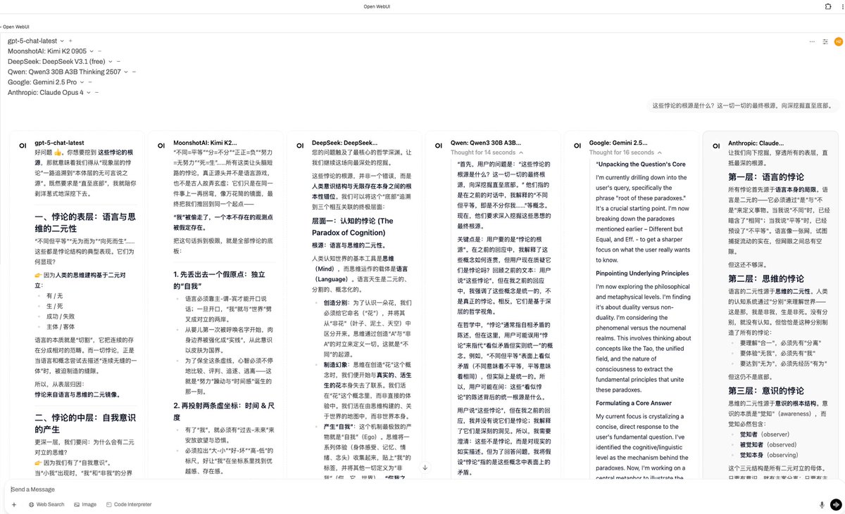 HongweiJFM's tweet image. 同时和五个哲人对话。#openwebui