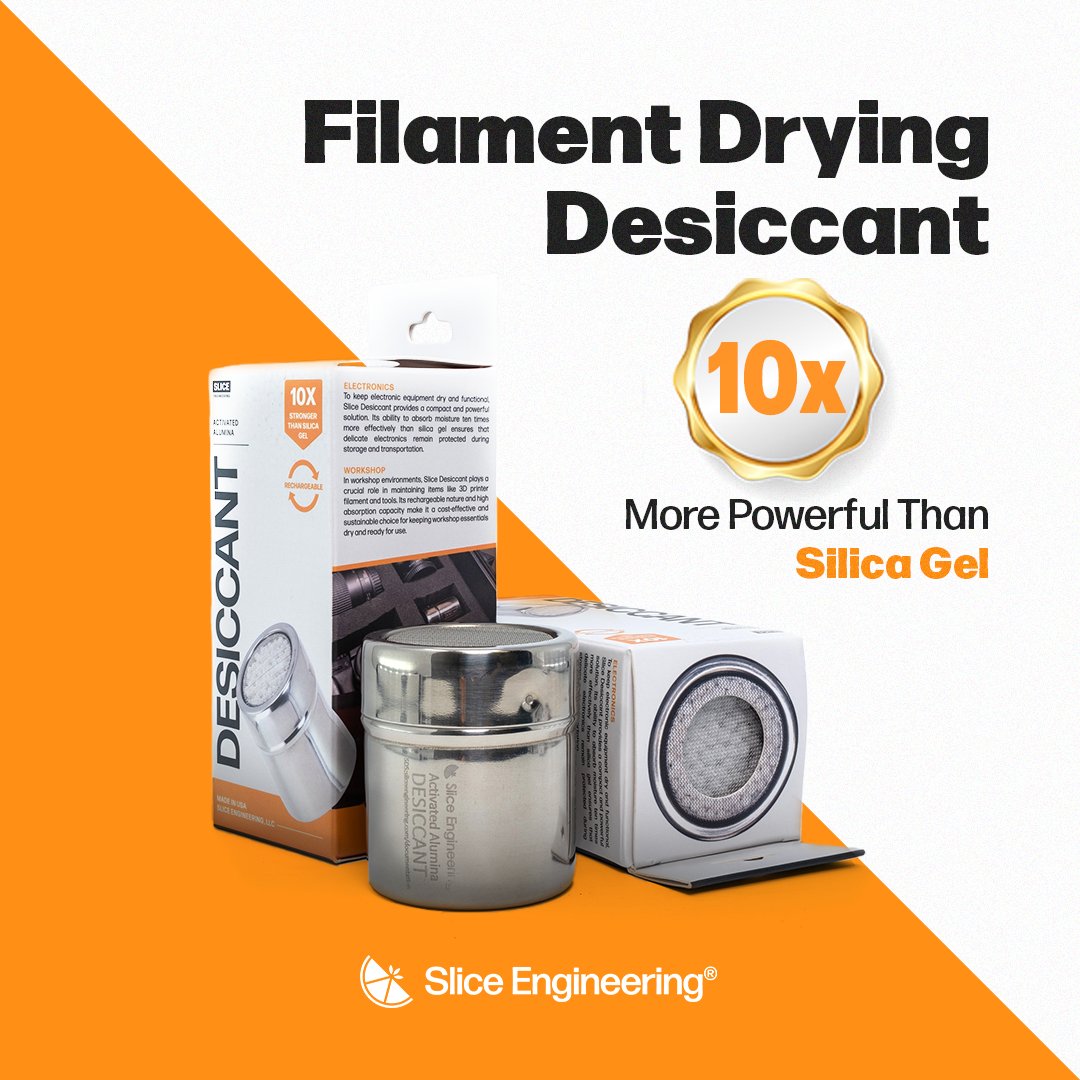 SliceEngineer's tweet image. Our Filament Drying Desiccant is the ultimate solution for moisture-free 3D printing, preventing issues like bubbling, stringing, and delamination.

It&apos;s also 10X more powerful than silica gel! 

Check it out: sliceengineering.com/products/filam…