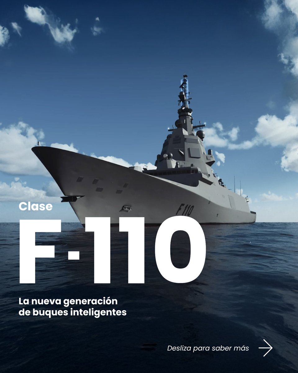 Armada_esp's tweet photo. ⚓Las fragatas clase #F110 no son solo el inicio de una nueva serie de fragatas.

⚙️Su desarrollo marcará el rumbo tecnológico y operativo de la Armada en los próximos años.

Descubre sus capacidades en esta infografía.
#Bonifaz
#Armada2050 https://t.co/jXuVWeQMrL