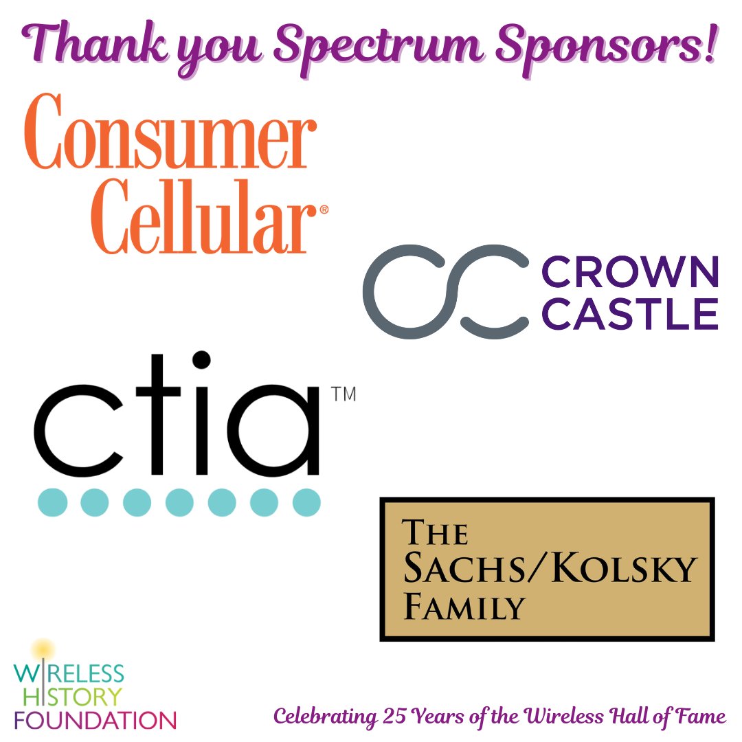We’re excited to spotlight our Spectrum Sponsors, whose continued contributions empower the Wireless History Foundation’s mission and celebrate the achievements of this year’s Wireless Hall of Fame honorees.
 #Wireless #WirelessHistory #WirelessHallofFame