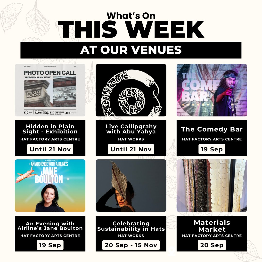 culturetrustuk's tweet image. Check out what’s happening this week in Luton! 🎉 Join us for Heritage Open Days, exhibitions and a week full of comedy and music.

🎟️ Discover more: culturetrust.com/whats-on

#WhatsOnLuton #LutonEvents #ThingsToDoInLuton #LiveMusicLuton #CreativeLuton
