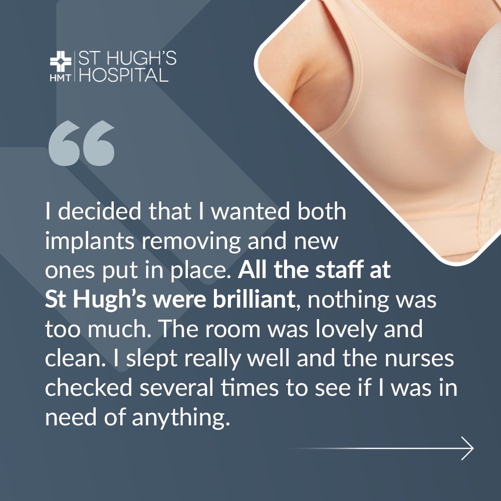 HMTStHughs's tweet image. “All the staff at St Hugh’s were brilliant, nothing was too much!”

From first consultation to recovery, hear from a patient who has been through the process as they re-tell their cosmetic surgery journey.

#CosmeticSurgery | #StHughsHospital | #HMTStHughs | #Implants