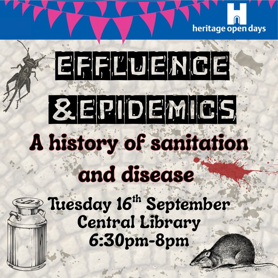 SwindonLocal's tweet image. Happy Heritage Open Days! We hope everyone’s having a great festival. If you fancy an evening of gruesome entertainment, we’ll be giving a free talk on ‘Effluence &amp;amp; Epidemics’ in Central Library tomorrow. There’ll be a chance to tour the Local Studies collection too!
