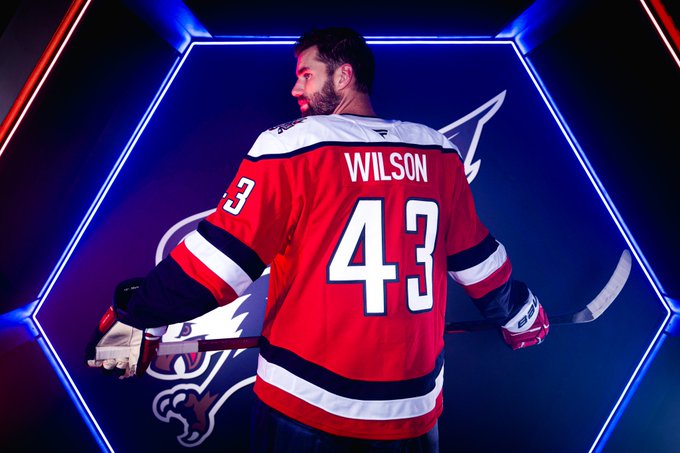 Tom Wilson wearing the new third jersey.