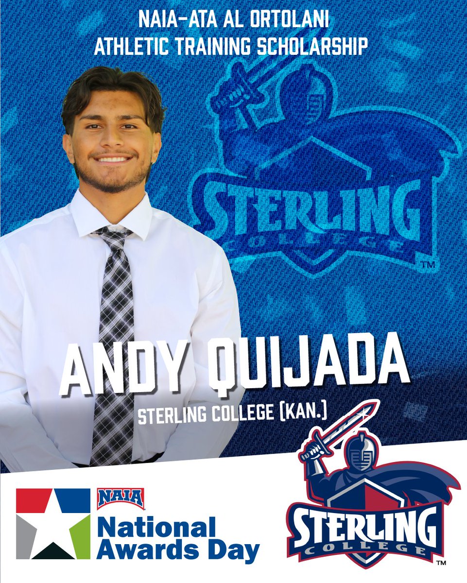 NAIA's tweet image. NATIONAL AWARDS DAY! 

Congratulations to  Andy Quijada from Sterling College (@SterlingCSports) for being awarded the Al Ortolani Scholarship Award!

Learn more about all of our award recipients here: naia.org/awd-day/nation…

#TheRightWaytoPlay