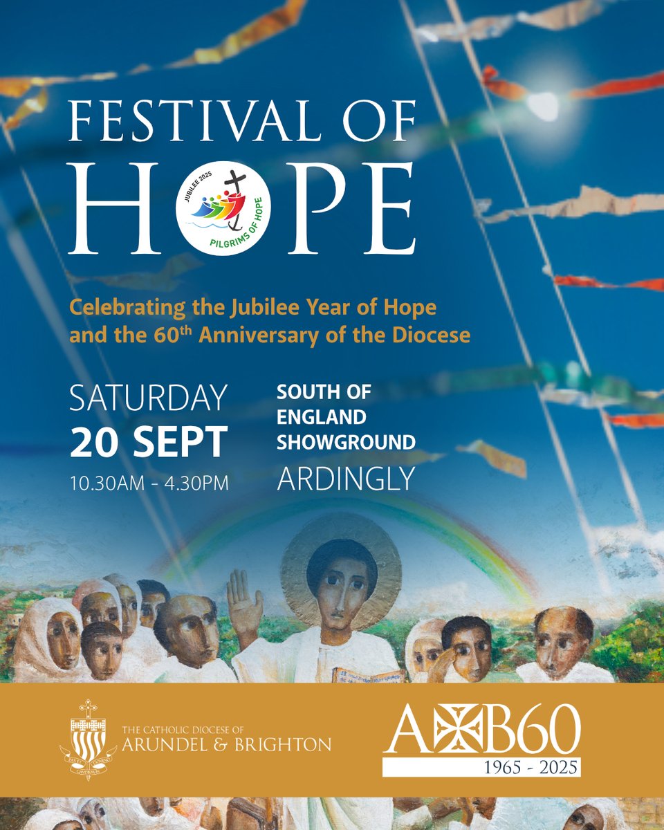Join us for a joyful celebration of faith and mission at Ardingly this Saturday, 20 September!

Find out more here: abdiocese.churchsuite.com/events/ywito47u 

Coach transport may be available locally: if you would like to travel with a deanery group, please contact your parish for details.