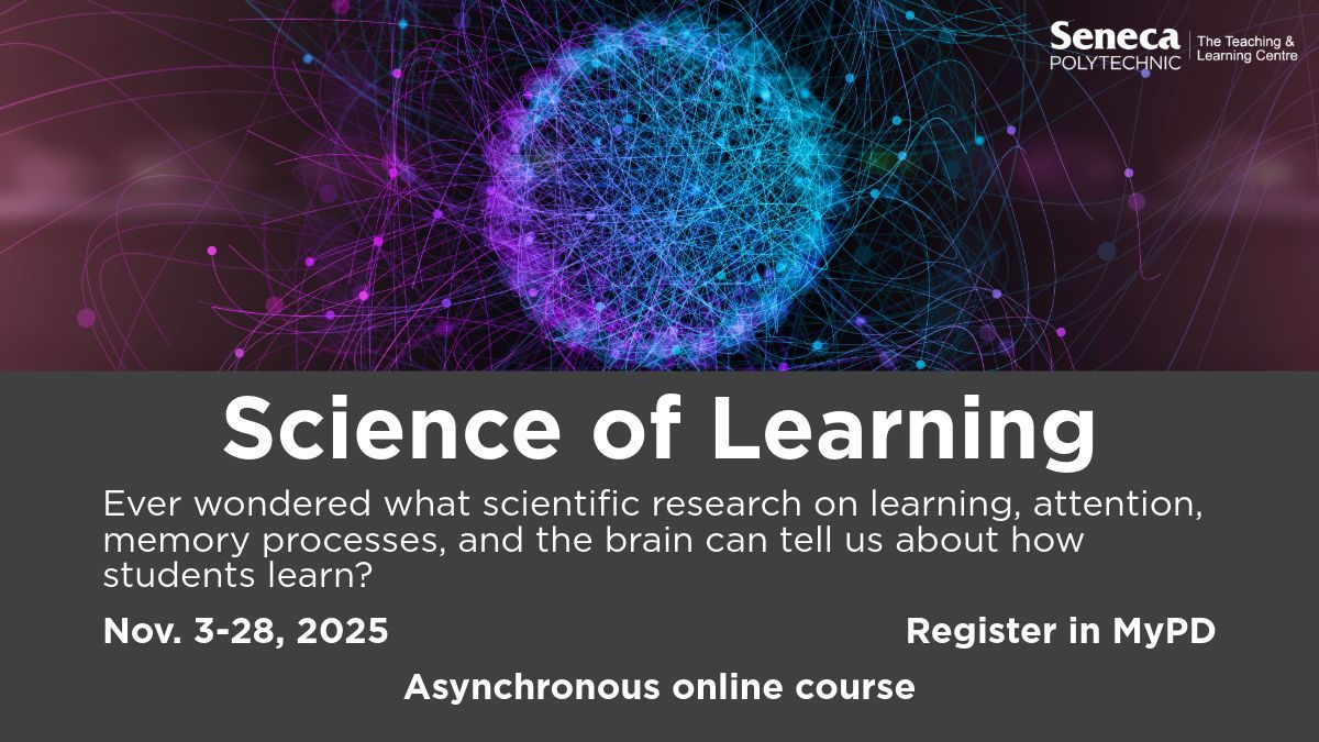 Seneca_TandL's tweet image. 🚨 It’s back! One of our most popular courses — Science of Learning — returns Nov. 3! 🧠
Discover what actually helps students learn, based on the latest cognitive science.
Learn more 👉 buff.ly/YSNRvZC
#TLCcourse #MicroCredentialled #PDPlan #FacultyPD