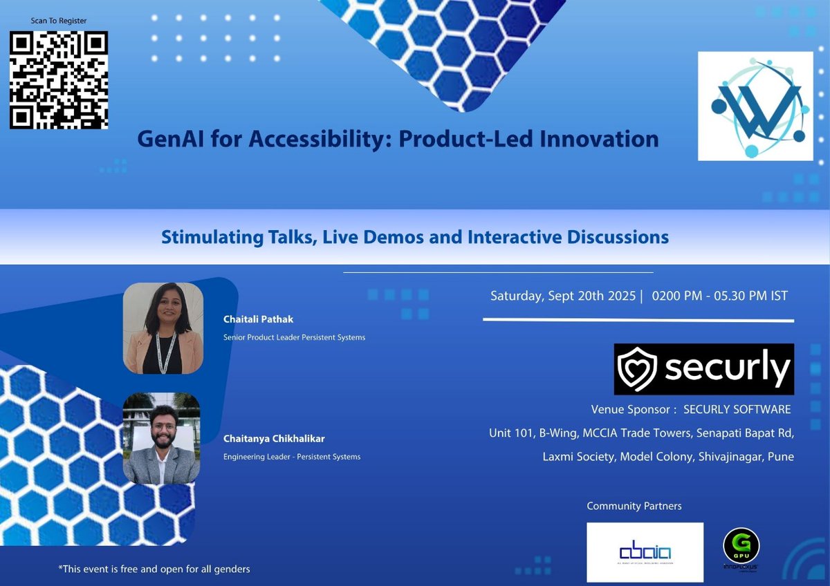 RSVP @ meetup.com/pune-women-in-…
This unique meetup will showcase how product managers can go beyond ideation and actively build solutions using GenAI-powered developer tools like Cursor and Lovable. Through a live demo, we will walk through the complete journey of applying GenAI