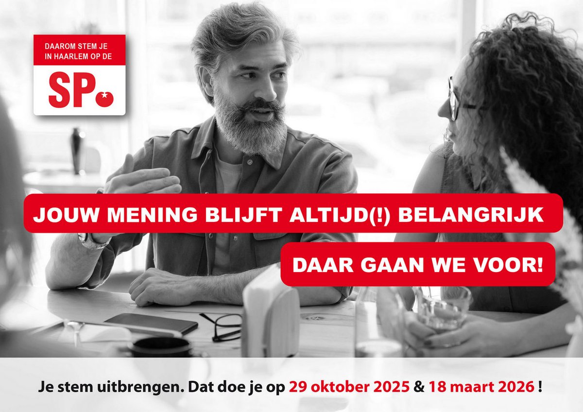 SAMEN GAAN WE ERVOOR, UW STEM IS BELANGRIJK
Je kent ze vast wel. Mooie kreten, oneliners en beloftes in aanloop naar landelijke en/of lokale verkiezingen. Het klinkt erg mooi en geeft velen wellicht het gevoel dat hun mening belangrijk is. Voor verder zie haarlem.sp.nl