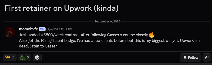 VidProPlus's tweet photo. VP+ Student @momohvfx Landed His First Retainer Using UPWORK 🚨🔥

Momoh watched a 1 hr course from @itsgasser , then put the technicals to action

Now he cashes in $500 per week.

Stop struggling solo, join a system thats proven to work!! https://t.co/R6ZJpAba2p