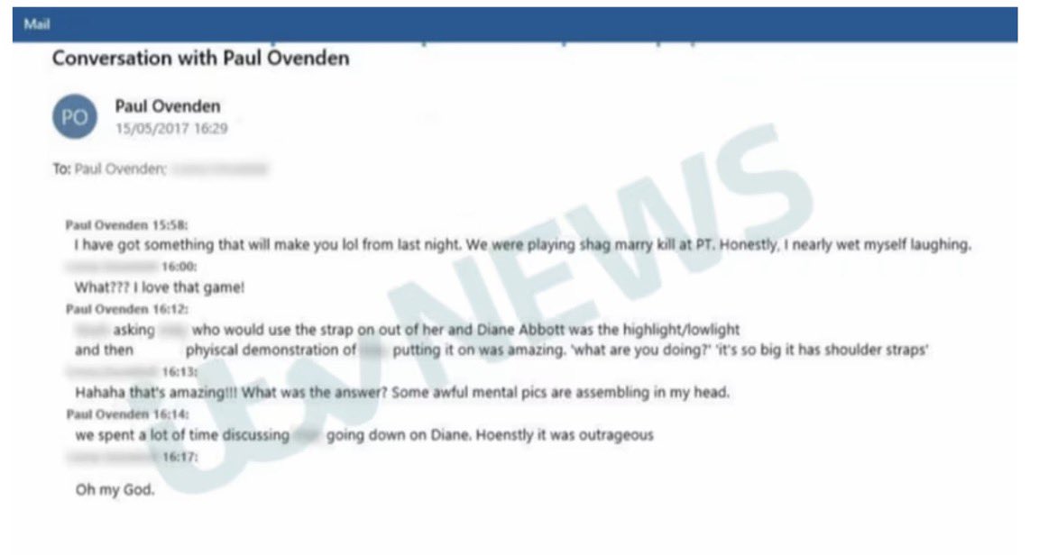 Breaking news: Paul Ovenden just resigned from No. 10 after some 2017 texts resurfaced where he spilled the beans on a wild "shag, marry, kill" game involving Diane Abbott. Turns out, the strategy director's big strategy was oversharing bedroom fantasies about a fellow MP! Keir