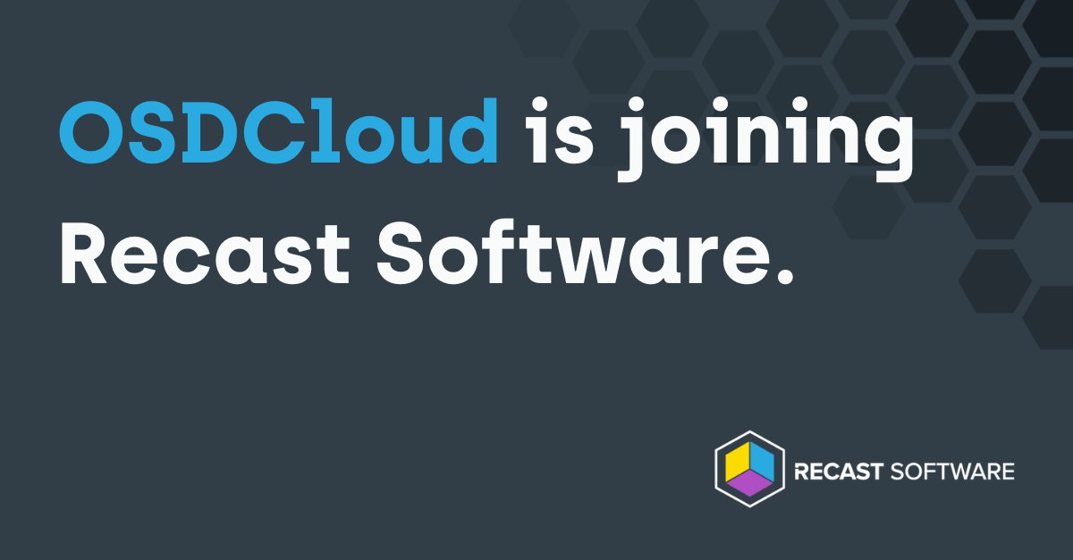 We’re excited to welcome Microsoft MVP David Segura and OSDCloud to the Recast team! 🎉

OSDCloud’s powerful community tools for SCCM and Intune will stay free for IT teams everywhere—and with Recast backing, we’re investing in even more features, functionality, and ways to