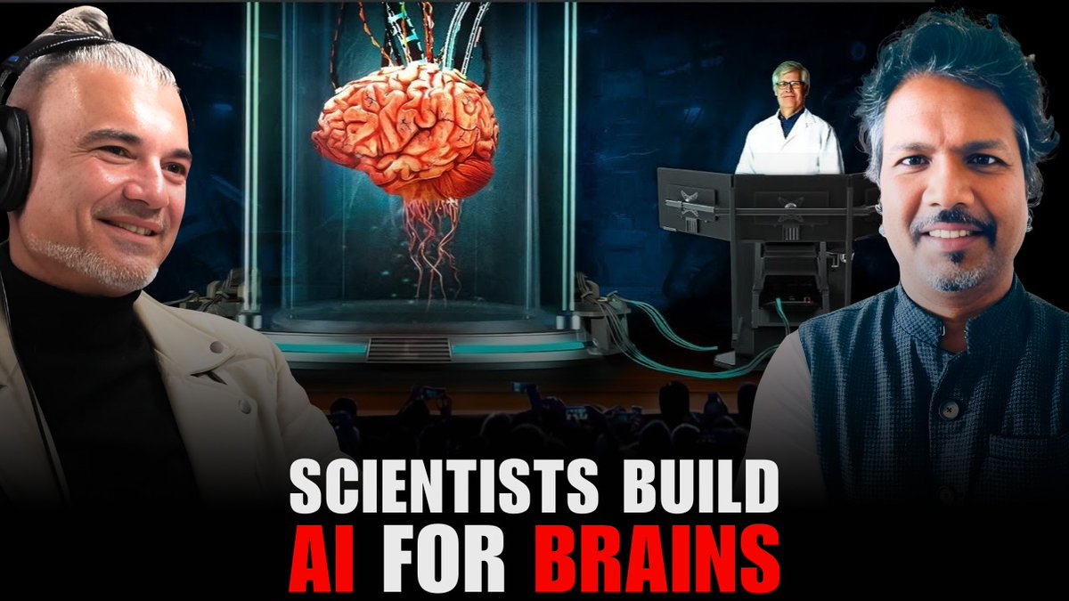 Imagine training AI, not on words or pictures, but on the brain itself.     
Stanford’s Prof. <a href="/AndreasTolias/">Andreas Tolias</a> built the first model of the mouse visual cortex. predicting brain activity across 100,000+ neurons.

Full podcast: youtu.be/lHhoO_RMKaM?si… 

#AI #Neuroscience #BrainTech
