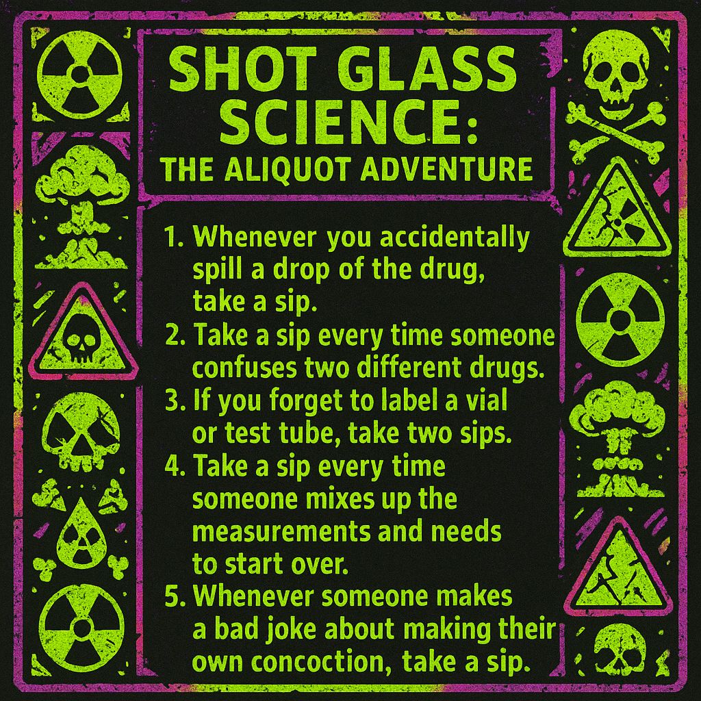 "🏆🧪 Congrats to the Daily Winner of the #Sipocalypse drinking game! Who knew aliquoting drugs could be so chaotic? 😂🍹 Submit your own game at sipocalypse.fun #drinkinggame #chaos #fun"