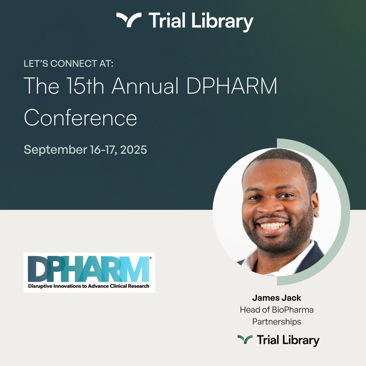 Trial Library is headed to #DPHARM2025!

Our Head of Biopharma Partnerships, James Jack, will be on-site to talk trial innovation + access equity. Say hello if you’re attending!

#ClinicalTrials  #Oncology