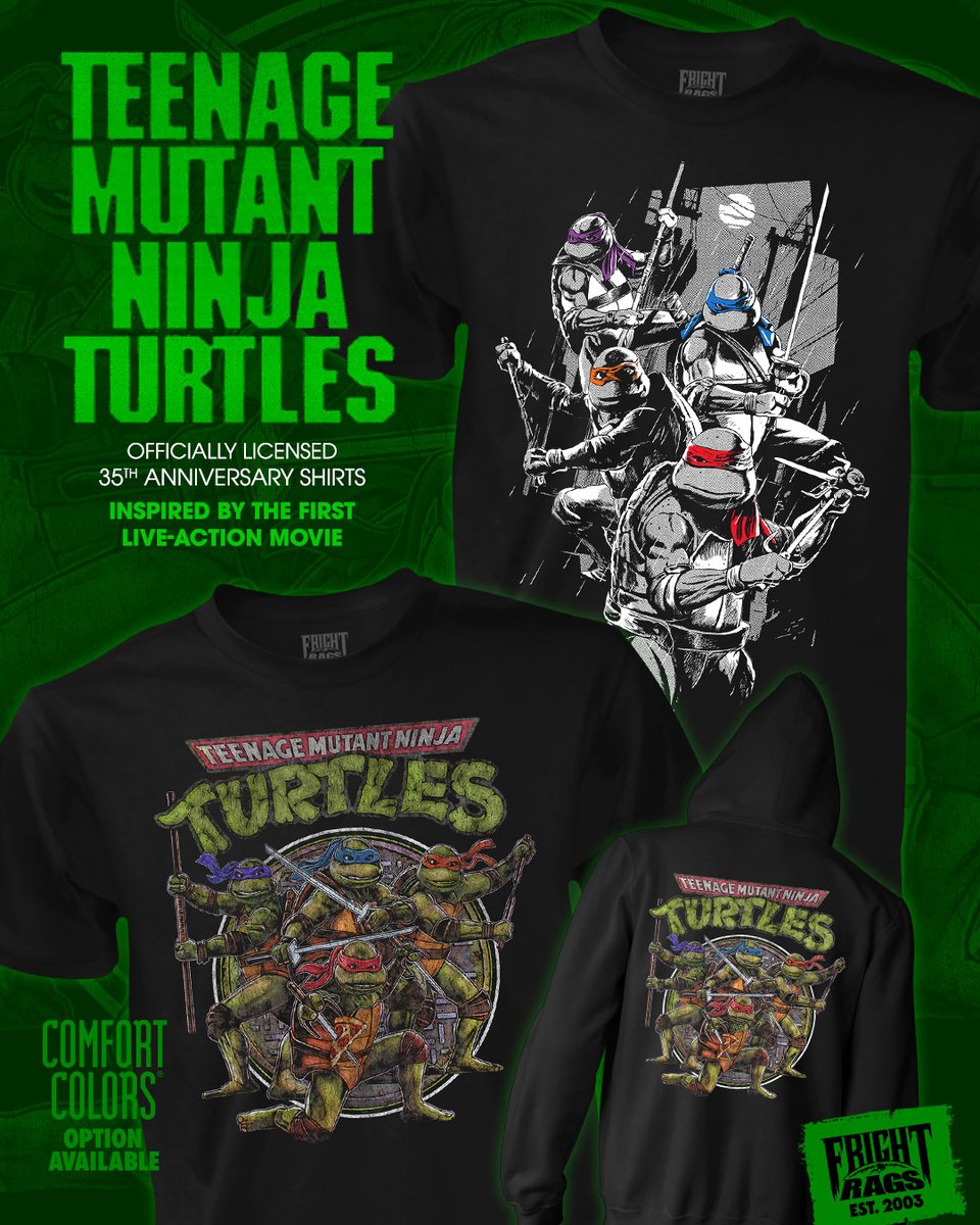 COWABUNGA! 💚 Officially licensed TEENAGE MUTANT NINJA TURTLES 35th Anniversary shirts are here! You grew up quoting every line, now you can wear the movie that defined an era. 💚  👉 🔗 tinyurl.com/2pfbne7v