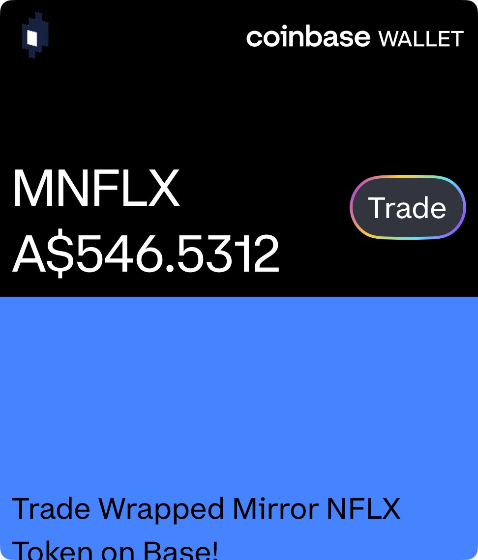 PercyChaser's tweet photo. Check out Wrapped Mirror NFLX Token on Base! Use my link to join in on the fun and trade with live price charts. https://t.co/aq5n1td490 ⁦@CoinMarketCap⁩ https://t.co/MyeeNBP4W0