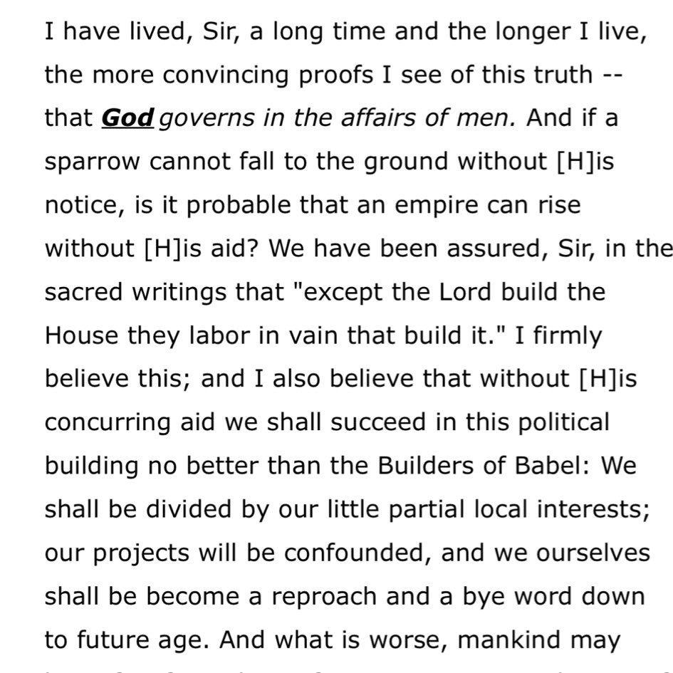 A plea for the Aid of Heaven~
Benjamin Franklin