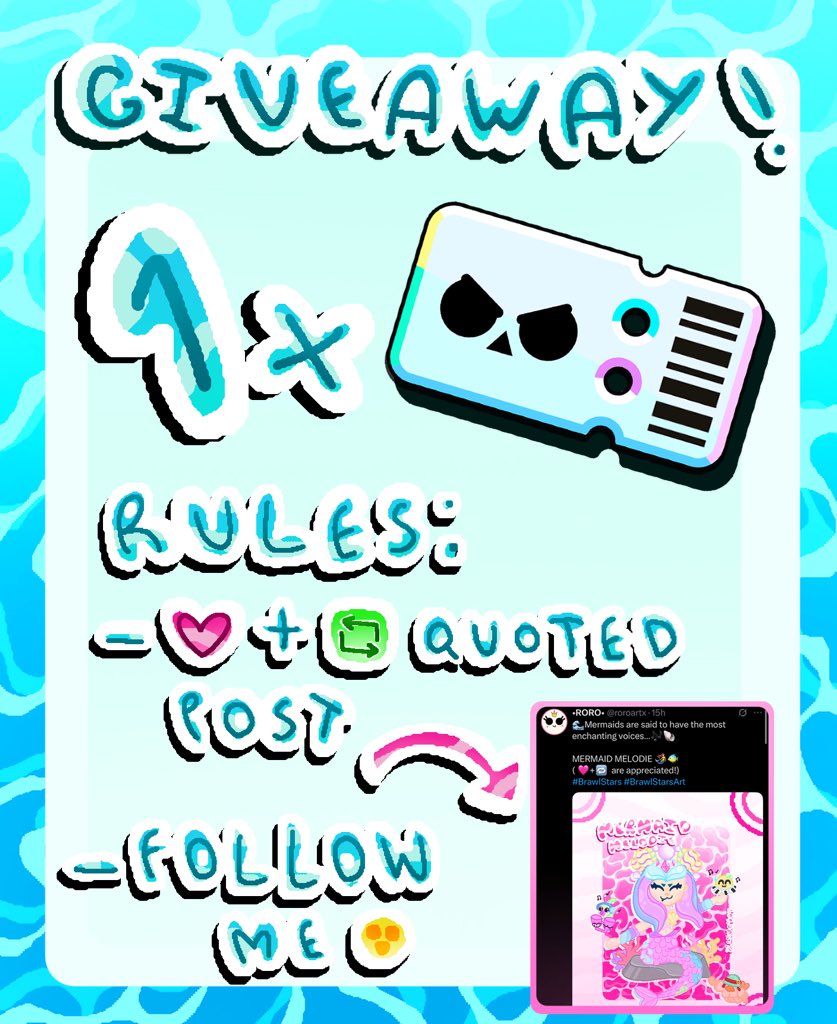 ⭐️ 1X BRAWL PASS PLUS GIVEAWAY!✨

•RULES IN PICTURE 🩷

•Winner announced on FRIDAY ( picked by random )
Good luck! 🍀
#BrawlStars #Giveaway #BrawlStarsArt