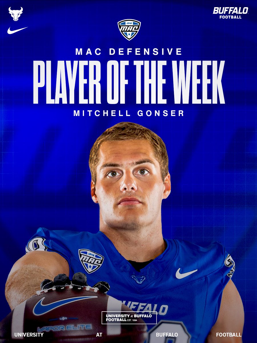 Mitchell Gonser named MAC Defensive Player of the Week‼️

🔗 ubbulls.com/news/2025/9/15…

#UBhornsUP🤘l #BullMarket📈