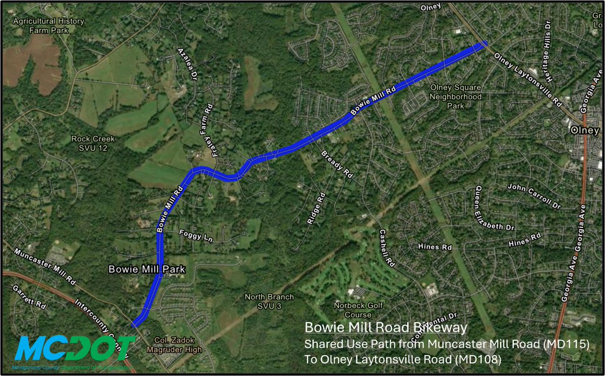 MCDOTNow's tweet image. 🚴‍♂️🚶‍♀️TOMMORROW🚶‍♀️🚴‍♂️
On Tuesday, Sept. 16, from 7:00pm to 9:00pm, MCDOT will hold an in-person meeting to discuss the proposed Bowie Mill Road Bikeway located in @DerwoodMD. ▶️tinyurl.com/mun89s32 @VisionZeroMC #montgomerycountymd #mdroads #sharedusepath #mdcommuters #OlneyMD