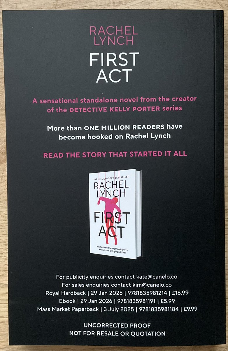 Lindahill50Hill's tweet image. Looks like 2026 is going to be a very good bookish year! 
#FirstAct by @r_lynchcrime (a DI Kelly Porter prequel) is coming from @canelo_co on 29th January. 
Thank you for sending me a copy! 

canelo.co/books/first-ac…