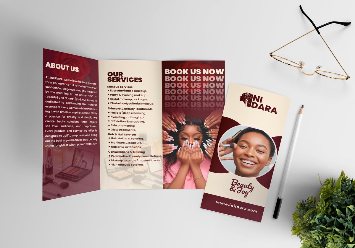 ogcvisualz's tweet image. Wagwan Xfam 🙃
ringing beauty to life — one brand at a time. Here&apos;s a sneak peek into the brochure design for INI IDARA, a makeup brand redefining elegance. Designed to captivate, crafted to sell ⚡️
My DM is open for collaborations and business, Lets Elevate ⚡️💪