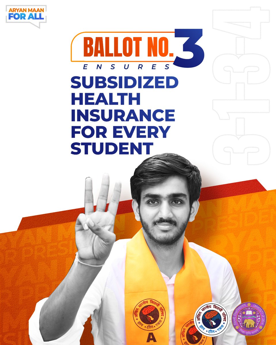 Aryanmaan09's tweet photo. BALLOT NUMBER:3
Brings all student facilities...
ARYAN MAAN FOR PRESIDENT
DELHI UNIVERSITY STUDENT'S UNION...
Vote and support Ballot Number:3 for President
#ABVP4DUSU #ARYAN4DUSU #ABVP3134
#TogetherForStudents
#TogetherForDU #TogetherWeRise #TogetherWeRise #dusuelection2025 #delhiuniversity #Aryan4dusupresidentARYAN #aryanmaanforall