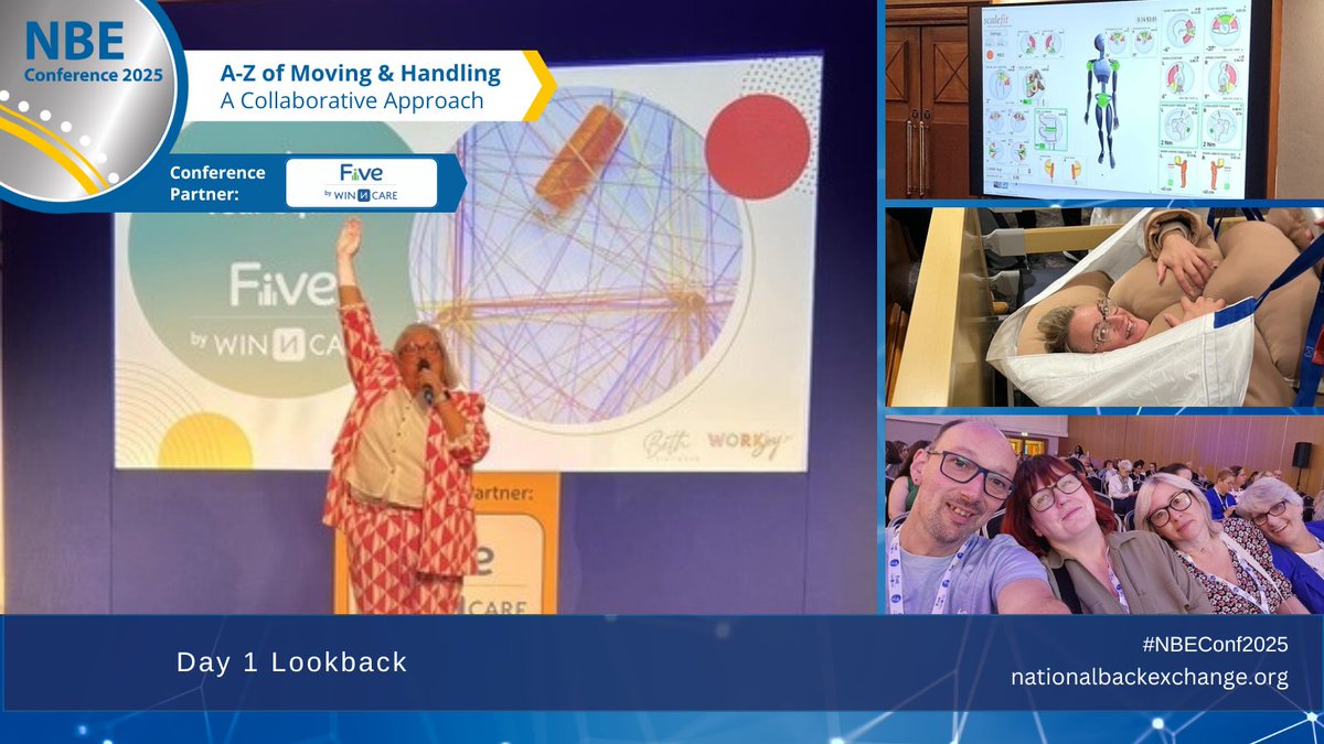 nbetoday's tweet image. It&apos;s been a fantastic day 1 at #NBEConf2025!

Some of the #MovingAndHandling topics that have been addressed:
#PlusSize
#CaregiverSafety
#Repositioning
#ErgonomicApproach

And so much to look forward to tomorrow...looking forward to it already, but first the Dinner &amp;amp; Awards!