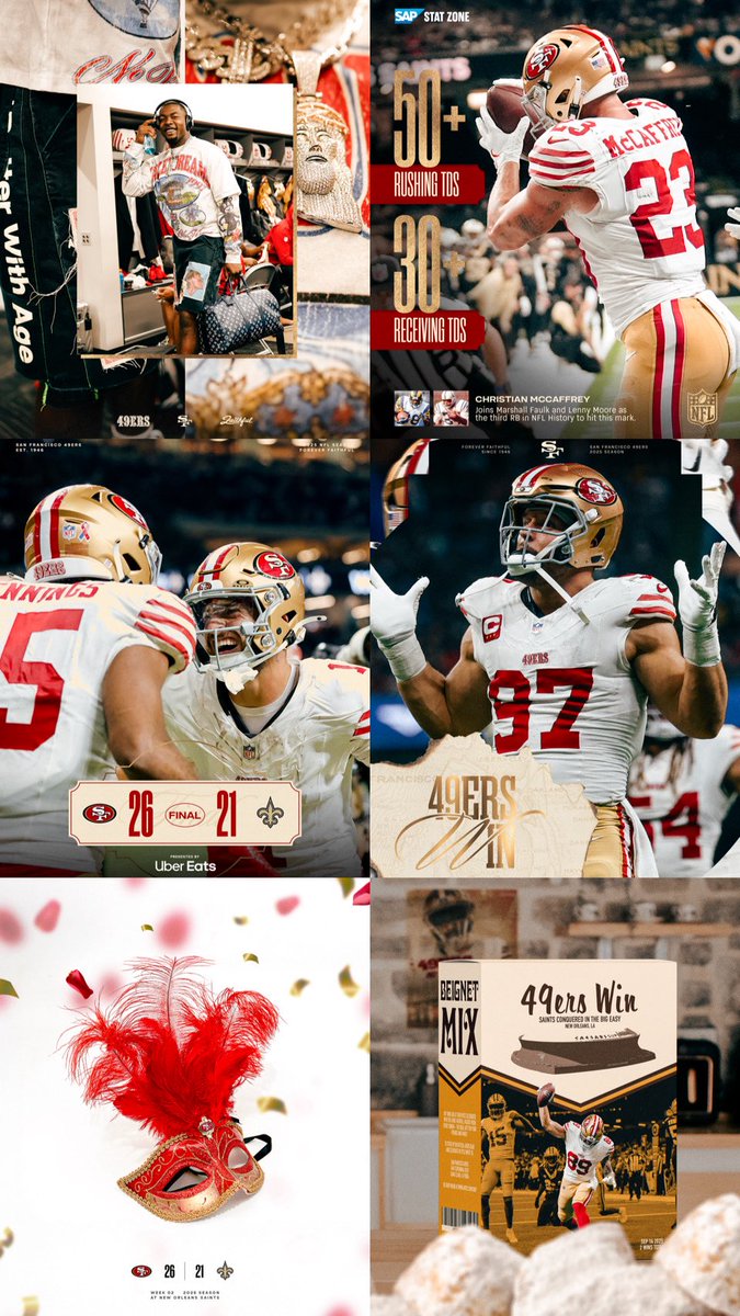 newageofsports's tweet photo. Victory Monday 👏
2-0 on the road to start the @49ers season off - Can’t wait for the home opener this Sunday! #FTTB
Not a surprise but the #DesNiners cooked again @acllavore @vinceyraow @LeekyboEdits 🧅 https://t.co/CEp9TRMsY0