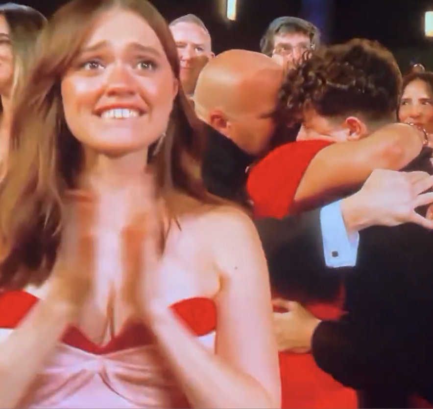 NetflixUK's tweet photo. Aimee Lou Wood bursting with pride when Owen Cooper won his Emmy. ❤️ https://t.co/eDk3Pj4r7K