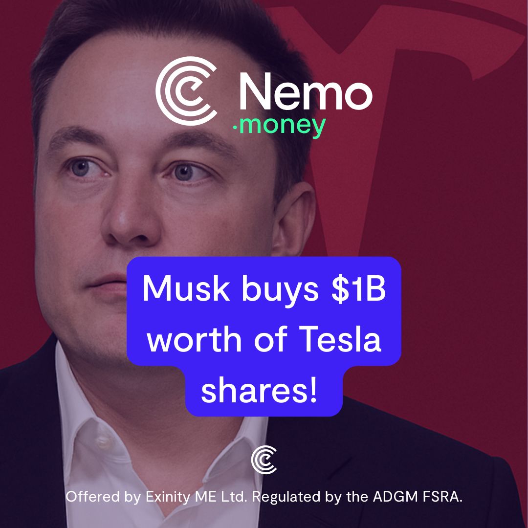 nemoglobal's tweet photo. Elon Musk just put $1 billion into Tesla stock 🚨

This has already pushed Tesla shares up after a rocky year. Investors are asking if this is a Tesla-turnaround.

Trade Tesla CFD on the https://t.co/hjNyZgmoeW app.

#ElonMusk #Tesla #Robotaxi #MarketNews #Investing #Nemomoney https://t.co/v3ICvHQGfL