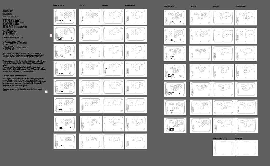 mega.nz/file/UN5DBapZ#…
Here we go.
This is the Ai file of the actual ENTH layouts. They are free to use for personal projects, not for commercial uses.
Mainly meant to support Atlas owners and let them get custom or replacement parts more easily via 3rd party plexi cutting