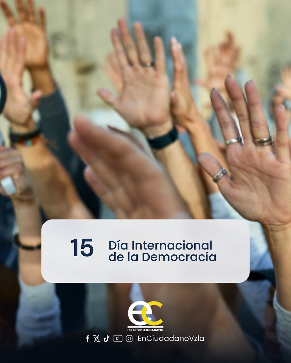 EnCiudadanoVzla's tweet photo. En el Día Internacional de la Democracia, nuestro país enfrenta la dura realidad de un sistema político que limita derechos, restringe libertades y sofoca la voluntad ciudadana.

La democracia no puede reducirse a discursos ni a procesos sin garantías: significa respeto a la voz del ciudadano, instituciones independientes, elecciones libres y justicia para todos.

Esta fecha nos convoca a reafirmar que Venezuela merece un cambio profundo, donde la soberanía popular sea respetada y el poder sirva para reconstruir un país de oportunidades, dignidad y libertad.