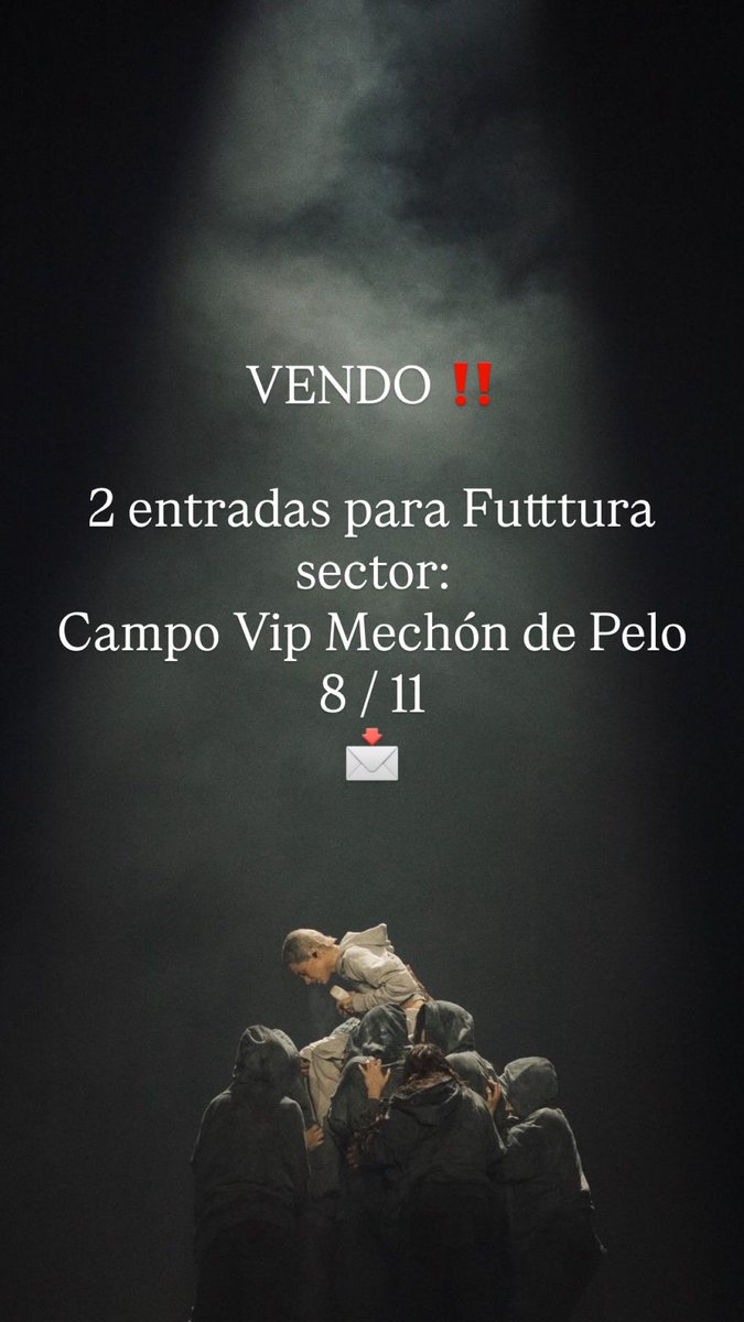 holaa chicas, VENDO 2 entradas en sector Campo Vip Mechón de Pelo 8/11!
Si alguna está interesada me puede escribir al privado💜
#TINI #futttura #entradas
#tini