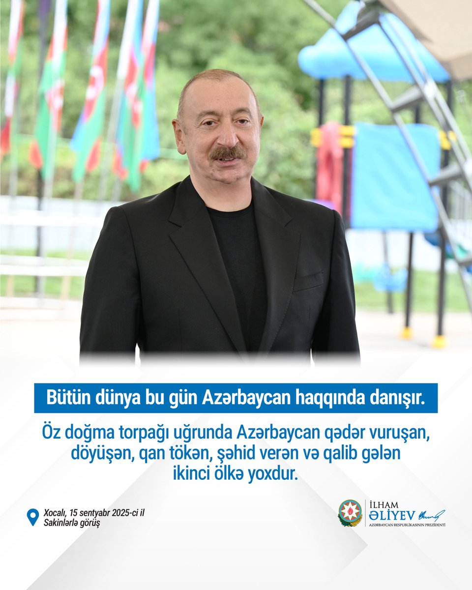 azpresident's tweet photo. Prezident İlham Əliyev: “Bütün dünya bu gün Azərbaycan haqqında danışır”. https://t.co/MMIAenbsAG