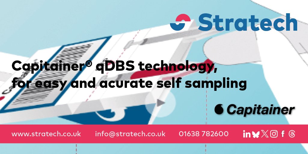 StratechDx's tweet image. Capitainer® qDBS technology for easy &amp;amp; accurate #selfsampling 🩸

🔬Uses a combination of paper, polymer #microfluidics &amp;amp; thin water-soluble membranes to meter a fixed volume of #blood of 10ul or 50ul
 
🔗stratech.co.uk/our-partners/c… 

#diagnostics #clinicaldiagnostics #bloodsampling