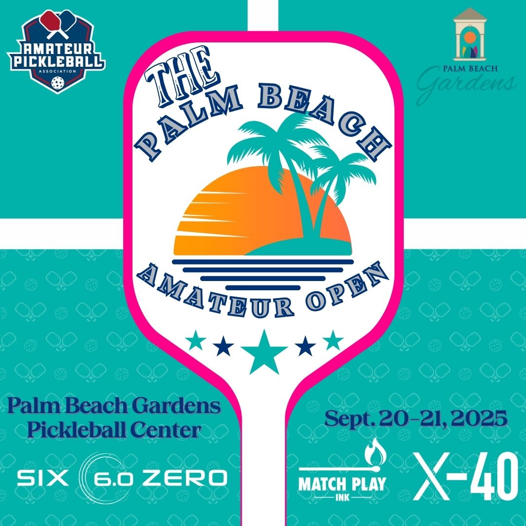 The Amateur Pickleball Association is coming to Palm Beach Gardens Sept 20–21, 2025! 🎾 Come check out the action at the Palm Beach Tennis &amp; Pickleball Center with 6 guaranteed games across Doubles, Mixed, and Singles events. Competitive play and fun vibes - don’t miss it!
