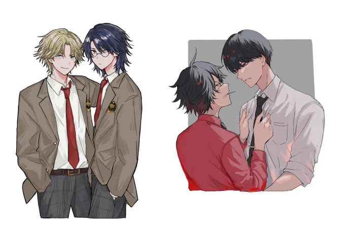 この前推しカプ描きあいっこしたよ～～可愛い忍跡ちゃん見てくれ