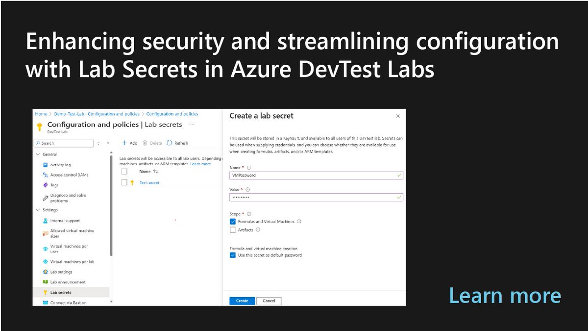 AzureDevOps's tweet image. 🔐 Secrets in the cloud?
Azure DevTest Labs now supports Lab Secrets—securely store API keys, passwords & more without the mess.
No more config chaos! 🎉
#AzureDevTestLabs #CloudSecurity
👉 msft.it/6019siPnU