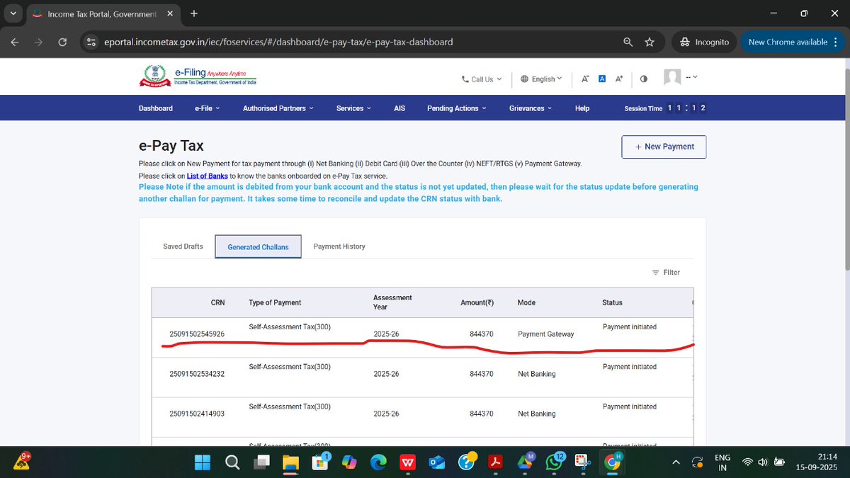 <a href="/cagurujii/">CA Pooja Gupta</a> <a href="/IncomeTaxIndia/">Income Tax India</a> I am facing similar issue. Payment deducted but still not getting updated and showing initiated