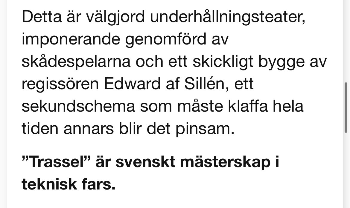 Edward af Sillén (@edwardafsillen) on Twitter photo Och en 4 plussare i Expressen också, för Trassel.  Vi är lyckliga efter hårt slit. 
Välkomna att skratta på Oscarsteatern. Och en 4 plussare i Expressen också, för Trassel.  Vi är lyckliga efter hårt slit. 
Välkomna att skratta på Oscarsteatern.