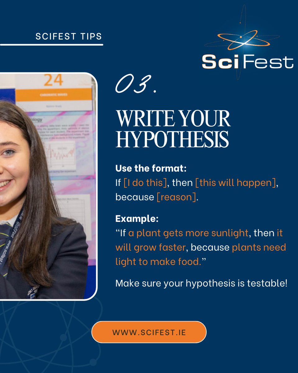 SciFest4STEM's tweet image. Unsure where to start with your hypothesis? Follow these steps to help you out!🎉

#SciFest #Hypothesis #howto #getinvolved #stem4all