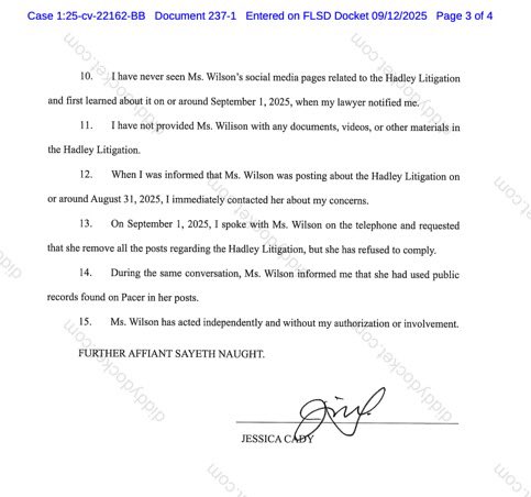 The Demoree Docket #JusticeForDemoree (@demoreedocket) on Twitter photo 🚨🚨UPDATE: THEY ADMITTED IT!
Defendant Jessica Cady of Team Perez, now admits the woman running social accounts to trash the Hadleys is her sister! 🤯 via <a href="/diddydocket/">🧑⚖️ The Diddy Docket</a>
In a filing from Sept 4th, the Hadleys traced the smear campaign account to none other than Heather Wilson. 🚨🚨UPDATE: THEY ADMITTED IT!
Defendant Jessica Cady of Team Perez, now admits the woman running social accounts to trash the Hadleys is her sister! 🤯 via <a href="/diddydocket/">🧑⚖️ The Diddy Docket</a>
In a filing from Sept 4th, the Hadleys traced the smear campaign account to none other than Heather Wilson.