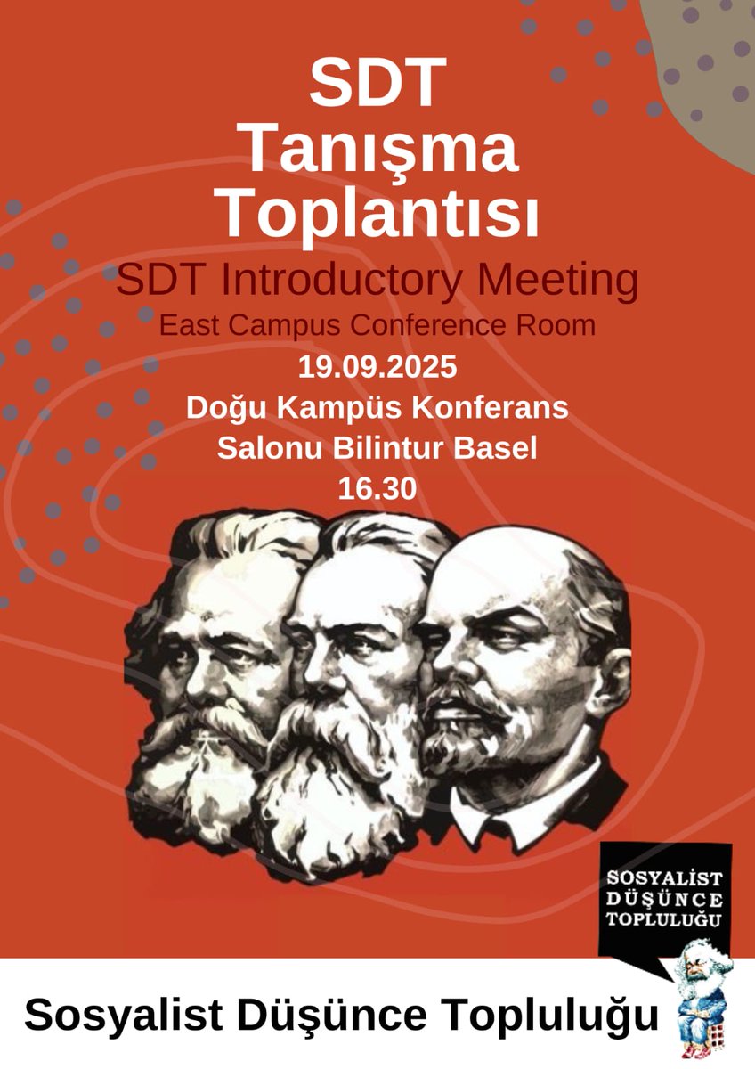Anlamak çözmeye yetmez, sensiz olmaz!

Sosyalist Düşünce Topluluğu Doğu Kampüs Tanışma Toplantımız çarşamba günü 17:30'da gerçekleşecek. Memleket, eşitlik ve bağımsızlık mücadelesine omuz veren tüm arkadaşlarımızı bekliyoruz.