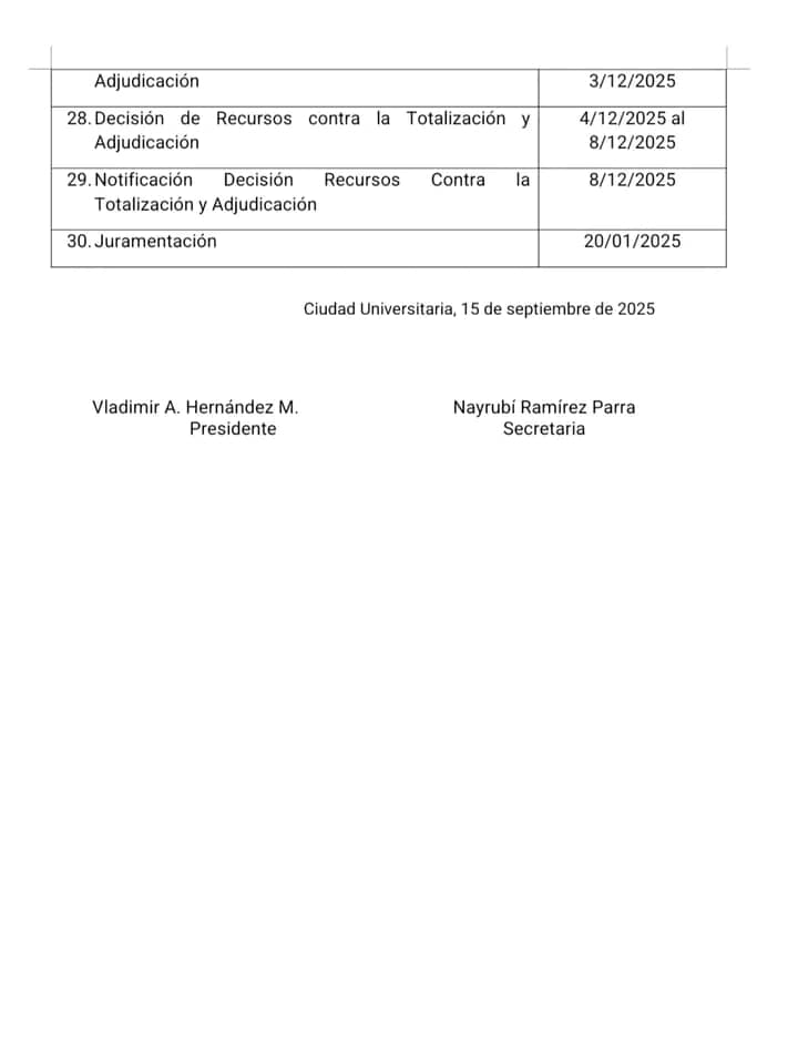 Elecciones en APUCV el próximo 27 de noviembre. A  continuación el cronograma del proceso