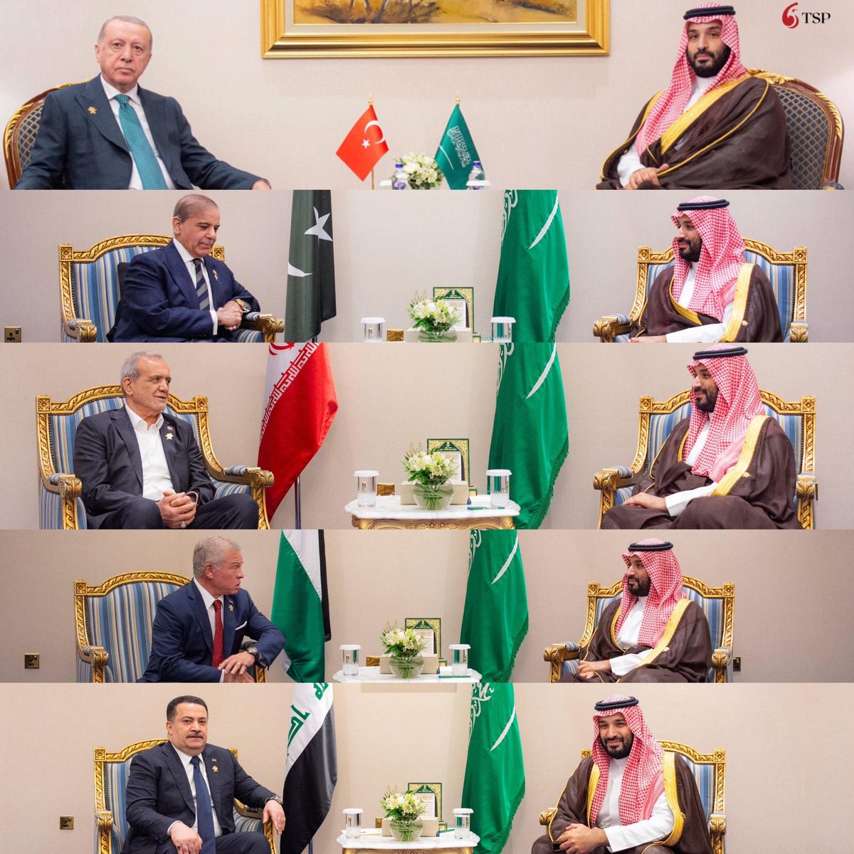 ولي العهد السعودي يلتقي برؤساء إيران والعراق وباكستان وتركيا والأردن، على هامش القمة العربية الإسلامية الطارئة في قطر

⁧#محمد_بن_سلمان_في_قمة_الدوحة⁩